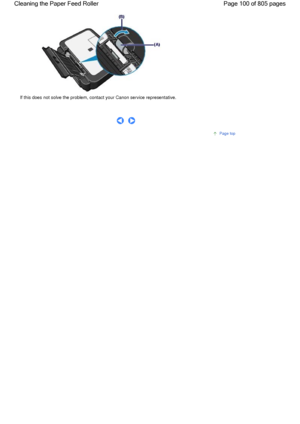 Page 100If this does not solve the problem, contact your Canon service representative.
      
Page top
Page 100 of 805 pages Cleaning the Paper Feed Roller
 