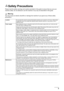 Page 75
Safety Precautions
Please read the safety warnings and cautions provided in this guide to ensure that you use your 
machine safely. Do not attempt to use the machine in any way not described in this guide. 
Warning
You may cause an electric shock/fire or damage the machine if you ignore any of these safety 
precautions.
LocationDo not place the machine close to flammable solvents such as alcohol or thinners. If flammable 
substances come into contact with electrical parts inside the machine, it may...