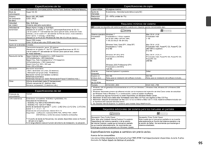 Page 97
Especificaciones de fax
Línea aplicableRed telefónica conmutada pública (PSTN, Public Switched Telephone Network)Modo de 
comunicaciónSuper G3, G3
Sistema 
de  compresión 
de

 datos Negro: MH, MR, MMR
Color: JPEG
Velocidad 
del  módem Máx. 33,6 kbps
(Sistema alternativo automático)
V

elocidad de 
transmisión Negro: Aprox. 3 s/pág. a 33,6 Kbps
(Basado en el cuadro nº 1 de ITU-T
 para especificaciones de EE
 

UU 
y en el cuadro nº 1 del estándar de Canon para el resto, ambos en modo estándar,...