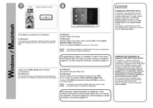 Page 3278
0
Haga clic en Salir (Exit) para finalizar 
l
a  instalación.
Para Macintosh
Es necesario reiniciar el ordenador antes de escanear 
por primera vez mediante el panel de control del equipo.
Los botones que muestre Solution Menu EX pueden variar 
en
 función del país o la región de adquisición.
•
Extraiga el 
CD-ROM de instalación (Setup CD-ROM)  y guárdelo 
e
n  un  lugar seguro.
Para Windows
Para Macintosh
Solution Menu EX se iniciará al hacer clic en 
OK 
e
n  el  cuadro de diálogo  Canon...