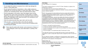 Page 6262
Cover
Contents
Part Names
Basic Operations
Print Settings
Printing via USB 
Cable
Troubleshooting
Printing via Wi-Fi
Appendix
FCC Notice
(Printer, Models CD1112 Systems)
This device complies with part 15 of the FCC Rules. Operation is subject\
 to the 
following two conditions:
(1) This device may not cause harmful interference, and
(2) this device must accept any interference received, including inter\
ference that may 
cause undesired operation.
NOTE: This equipment has been tested and found to...
