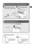 Page 7
5
Quick Start (Continued) 
2Connecting the Printer to a Power Source (p. 24)
Insert the power cord into the 
compact power adapter and plug 
the other end into a power outlet.1
DC IN terminal
Connect the compact power 
adapter to the printer’s DC IN 
terminal.2
1
2
To power outlet
3Turning On the Power (p. 27)
Press the printer’s power button until it lights green.
Power button
About the Carrying Handle
When lifted vertically, the 
handle locks, making it 
convenient for carrying. Before using the...