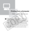 Page 64
64Printing from a Computer
Printing from a Computer
Print from a computer connected to the printer.
• Make sure that no memory cards are inserted in the printer, or that no camera is connected to the printer before connecting a computer.
• When using the USB cable, be sure to connect the printer directly to your computer. If  you connect the USB cable to a USB hub, the printer may not function properly.
• The printer may not function properly if other USB devices (with the exception of a USB  mouse or...