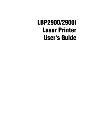 Page 2 
LBP2900/2900i
Laser Printer
Users Guide 