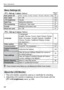 Page 34
Menu Operations
34
Set-up 1 menu  (Yellow)
< b >Set-up 2 menu  (Yellow)
¡ The LCD monitor cannot be used as a viewﬁnder for shooting.
¡ Adjust the LCD monitor’s brightness to one of ﬁve levels with the 
[c LCD brightness ] menu. (p.106)
Menu Settings (2)
Auto power off1min. / 2 min. / 4 min. / 8 min. / 15 min. / 30 min. / Off41
Auto rotateOn / Off105
LCD brightness5 levels106
Date/TimeSetting the date/time37
File numberingContinuous / Auto reset67
FormatInitializes and erases card118
Shoot w/o cardOn /...