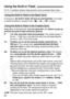 Page 96
96
E-TTL II autoﬂash obtains high-precision and consistent ﬂash shots\
.
If necessary, the built-in ﬂash will pop-up automatically  in low-light 
or backlit conditions. (except in the < 3> < 5 >  modes)
Regardless of the light level,  you can press the  button to pop-up 
and ﬁre the built-in ﬂash whenever desired.
d :For fully automatic ﬂash photography.  The shutter speed (1/
60 sec. - 1/200 sec.) and aperture value are set automatically, 
just as in < 1> (Full Auto) mode.
s :Enables you to set the...