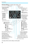 Page 24Nomenclature
24
Shooting Settings (in Creative Zone modes, p.26)
The display will show only th e settings currently applied.
Shutter speed
Shooting mode Aperture
ISO speed (p.98)
Self-timer countdown Number of possible shots
Battery check (p.36)
zxcn
Quick Control icon (p.44)
Exposure level indicator
Exposure compensation
amount (p.123)
AEB range (p.125)
White balance (p.142)
 Q Auto
 W  Daylight
E Shade
R Cloudy
 Y Tungsten light
 U   White fluorescent light
 I  Flash
 O  Custom Image-recording 
quality...