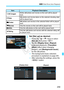 Page 259259
3 Slide Show (Auto Playback)
3Set [Set up] as desired.
 Press the < W> < X> keys to select 
[Set up ], then press < 0>.
  Set the [Display time], [ Repeat] 
(repeated playback), [ Transition 
effect ] (effect when changing 
images), and [ Background music ] 
for the still photos.
  The background music selection 
procedure is explained on page 261.
  After selecting the settings, press the 
 button.
ItemPlayback Description
jAll imagesAll the still photos and movies on the card will be played 
back....