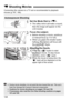 Page 124124
Connecting the camera to a TV set is recommended to playback 
movies (p.167, 169).
1Set the Mode Dial to .
XThe reflex mirror will make a sound, 
then the image will appear on the 
LCD monitor.
2Focus the subject.
  Before shooting a movie, autofocus 
or manual focus (p.113-120).
  When you press the shutter button 
halfway, the camera will focus with 
the current AF mode.
3Shooting the movie.
 Press the < A> button to start 
shooting a movie. To stop movie 
shooting, press < A> again.
X While the...