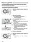 Page 176176
The direct printing procedure is done entirely with the camera 
while you look at the LCD monitor.
1Set the camera’s power switch to 
.
2Set up the printer.
 For details, see the printer’s 
instruction manual.
3Connecting the camera to a 
printer.
 Use the interface cable provided with 
the camera.
  When connecting the cable plug to 
the camera’s < q/C > 
terminal, the cable plug’s < D> icon 
must face the front side of the 
camera.
  To connect to the printer, refer to the 
printer’s instruction...