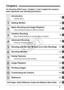 Page 55
For first-time DSLR users, Chapters 1 and 2 explain the camera’s 
basic operations and shooting procedures.
Chapters
Introduction
Camera basics.2
Getting Started23
Basic Shooting and Image Playback
Fully automatic shooting for different subjects.45
Creative Shooting
Basic shooting features for 
specific types of subjects. 59
Advanced Shooting
Advanced shooti
ng features. 77
Shooting with the LCD Monitor (Live View Shooting)107
Shooting Movies123
Handy Features
Convenient menu-based functions. 137
Image...