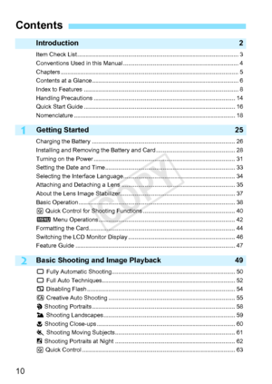 Page 1010
2
1
Introduction2
Item Check List .................................................................................................. 3
Conventions Used in this  Manual ............................................... ....................... 4
Chapters ............................................................................................................ 5
Contents at a Glance .... ......................................... ............................................ 6
Index to Features...