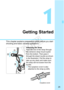 Page 2525
Getting Started
This chapter explains preparatory steps before you start 
shooting and basic camera operations.
Attaching the Strap
Pass the end of the strap through 
the camera’s strap mount eyelet 
from the bottom. Then pass it 
through the strap’s buckle as shown 
in the illustration. Pull the strap to 
take up any slack and make sure 
the strap will not loosen from the 
buckle.
 The eyepiece cover is also 
attached to the strap (p.229).
Eyepiece cover
COPY  