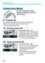 Page 280Quick Reference Guide
280
 Set the Mode Dial to . 
You can change the camera 
settings as desired to shoot in 
various ways.
The camera automatically sets the shutter speed and 
aperture in the same way as the  mode.
Creative Zone Modes
d: Program AE
s: Shutter-priority AE
f: Aperture-priority AE
Creative Zone 
 Set the Mode Dial to .
 Turn the  dial to set the desired 
shutter speed, then focus the subject.
 The aperture will be set automatically.
 If the aperture display blinks, turn the   dial...