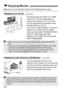 Page 210210
Basically, you can playback movies in the following three ways:
Use the provided AV cable or an HDMI 
Cable HTC-100 (sold separately) to 
connect the camera to a TV set. Then 
you can playback the captured movies 
and still photos on the TV.
If you have a High-Definition TV set and 
connect your camera with an HDMI 
cable, you can watch Full High-Definition 
(Full HD: 1920x1080) and High-
Definition (HD: 1280x720) movies with 
higher image quality.
You can playback movies on the 
camera’s LCD...