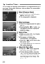 Page 230230
You can apply the following Creative filters to an image and save it as a 
new image: Grainy B/W, Soft focus, Fish-eye effect, Toy camera effect, 
and Miniature effect.
1Select [Creative filters].
  Under the [ 3] tab, select [Creative 
filters ], then press < 0>.
X The images will be displayed.
2Select an image.
  Select the image you want to apply a 
filter to.
  By pressing the < I> button, you 
can switch to the  index display and 
select an image.
3Select a filter.
  When you press < 0>, the...