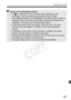 Page 267267
Using Eye-Fi Cards
Cautions for Using Eye-Fi Cards If “J ” is displayed, an error occu rred while retrieving the card 
information. Turn the camera’s  power switch off and on again.
  Even if [Eye-Fi trans. ] is set to [Disable], it may still transmit a signal. In 
hospitals, airports, and other places  where wireless transmissions are 
prohibited, remove the Eye-Fi card from the camera.
  If the image transfer  does not function, chec k the Eye-Fi card and 
personal computer settings. For de tails,...