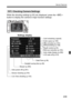 Page 209209
Handy Features
While the shooting settings (p.50) are displayed, press the  
button to display the camera’s major function settings.
B  Checking Camera Settings
Date/Time (p.36) WB correction (p.137)/
WB bracketing (p.138) Color space (p.139)
Auto rotate display (p.208)
Auto power off (p.201) Card remaining capacity
Settings display
Red-eye reduction (p.105)
Beeper (p.200)
Sensor cleaning (p.219) Touch control (p.55)
Live View shooting (p.143)
LCD auto off (p.213)
Daylight saving time (p.36)
COPY  