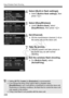 Page 228228
Easy Wireless Flash Shooting
4Select [Built-in flash settings].
 Select [Built-in flash settings ], then 
press < 0>.
5Select [EasyWireless].
  Under [Built-in flash ], select 
[EasyWireless ], then press .
6Set [Channel].
  Set the transmission channel (1-4) to 
the same one as the slave unit.
7Take the picture.
 Set the camera and take picture in 
the same way as with normal 
shooting.
8Exit the wireless flash shooting.
 For [ Built-in flash ], select 
[NormalFiring ].
 Setting [ E-TTL II meter. ]...