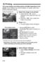 Page 278278
The screen display and setting options will differ depending on the 
printer.  Some settings may not be available. For details, refer to the 
printer’s instruction manual.
1Select the image to be printed.
 Check that the  icon is 
displayed on the upper left of the LCD 
monitor.
  Press the < U> key to select the 
image to be printed.
2Press .
X The print setting screen will appear.
3Select [Paper settings].
  Select [Paper settings ], then press 
< 0 >.
X The paper settings screen will 
appear.
w...