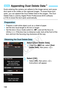 Page 198198
Dusts entering the camera can adhere to the image sensor and cause 
dust spots to be visible on the captured images. To erase these dust 
spots, you can append the Dust Delete Data to the images. The Dust 
Delete Data is used by Digital Photo Professional (EOS software, 
p.318) to erase the dust spots automatically.
 Prepare a solid white object such as a sheet of paper.
  Set the lens focal length to 50 mm or longer.
  Set the lens’s focus mode switch to < MF> and set the focus to 
infinity ( u). If...