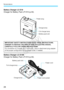 Page 28Nomenclature
28
Battery Charger LC-E10
Charger for Battery Pack LP-E10 (p.30).
Battery Charger LC-E10E
Charger for Battery Pack LP-E10 (p.30).
Power plug
Charge lamp
Full-charge lamp
IMPORTANT SAFETY INSTRUCTIO NS-SAVE THESE INSTRUCTIONS.
DANGER-TO REDUCE THE RISK OF  FIRE OR ELECTRIC SHOCK, 
CAREFULLY FOLLOW THESE INSTRUCTIONS.
For connection to a supply not in the U.S.A., use an attachment plug adapter 
of the proper configuration for the power outlet, if needed.
Power cord 
Power cord socket
Battery...