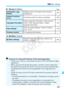 Page 281281
3 Menu Settings
  Set-up 3  (Yellow)Page
9 My Menu  (Green)
Certification Logo 
DisplayDisplays some of the logos of the camera’s 
certifications267
Custom Functions 
(C.Fn)Customize camera functions as desired256
Copyright informationDisplay copyright information / Enter author’s 
name / Enter copyright details / Delete 
copyright information186
Clear settingsClear all camera settings / Clear all Custom 
Func. (C.Fn)190
Firmware versionFor updating the firmware-
My Menu settingsRegister...