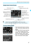 Page 4747
Q Quick Control for Shooting Functions
  Select the desired function and press 
. The function setting screen will 
appear.
  Press the < Y> < Z> keys or turn the 
< 6 > dial to change some of the 
settings. Also, some functions can be 
set by pressing the < B> button.
  Press < 0> to finalize the setting and 
return to the Quick Control screen.
Sample Quick Control Screen
Function Setting Screen
Shutter speed (p.104)
Flash exposure 
compensation (p.113)
AF operation (p.93)
Shooting mode* (p.26)...