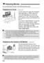 Page 252252
You can play back movies in the following three ways:Use the stereo AV cable AVC-DC400ST 
(sold separately) or HDMI cable HTC-
100 (sold separately) to connect the 
camera to a TV set. Then you can play 
back captured movies and still photos on 
the TV.
If you have a High-Definition TV set and 
connect your camera with an HDMI 
cable, you can watch Full High-Definition 
(Full HD: 1920x1080) and High-
Definition (HD: 1280x720) movies with 
higher image quality.
You can play back movies on the...