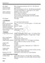 Page 342Specifications
342
ISO speed:With autoexposure shooting: ISO 100 - ISO 6400 set 
(Recommended automatically
exposure index)
With manual exposure: ISO 100 - ISO 6400 set automatically/manually, expandable to H (equivalent to ISO 12800)
Video snapshots: Settable to 2 sec./4 sec./8 sec.
Sound recording: Built-in stereo microphone External stereo microphone terminal provided
Sound recording level adjustable, wind filter provided, 
attenuator provided
Grid display: Two types
•LCD MonitorType: TFT color...