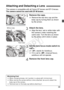 Page 3939
The camera is compatible with all Canon EF lenses and EF-S lenses. The camera cannot be used with EF-M lenses.
1Remove the caps.
 Remove the rear lens cap and the 
body cap by turning them as shown 
by the arrows.
2Attach the lens.
 Align the lens’ red or white index with 
the camera’s index matching the 
same color. Turn the lens as shown 
by the arrow until it clicks in place.
3Set the lens focus  mode switch to 
.
   stands for Autofocus.
  If it is set to  (manual focus), 
autofocus will not...