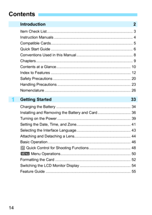 Page 1414
1
Introduction2
Item Check List................................................................................. 3
Instruction Manuals .......................................................................... 4
Compatible Cards............................................................................. 5
Quick Start Guide ............................................................................. 6
Conventions Used in this Manual ..................................................... 8
Chapters...