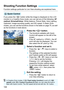 Page 144144
Function settings particular to Live View shooting are explained here.
If you press the  button while the image is displayed on the LCD 
monitor in a Creative Zone mode, you can set any of the following:  AF 
method, Drive/self-timer , White balance, Picture Style, Auto Lighting 
Optimizer, Image-recording quality,  and ISO speed. In Basic Zone 
modes, you can set the functions show n in the table on page 75, as well 
as the functions in bold above.
1Press the  button.
 The functions settable with...