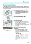 Page 225225
k Shooting Movies
In the  mode, you can freely set the shutter speed, aperture, and 
ISO speed for movie shooting. Using manual exposure to shoot movies 
is for advanced users.
1Set the power switch to < k>.
The reflex mirror will make a sound, 
then the image will appear on the 
LCD monitor.
2Set the Mode Dial to < a>.
3 Set the ISO speed.
 Press the < g> button and press 
the < Y>  keys or turn the < 6> 
dial to select the ISO speed.
 For details on the ISO speed, see the 
next page.
4Set the...