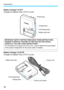 Page 32Nomenclature
32
Battery Charger LC-E17
Charger for Battery Pack LP-E17 (p.34).
Battery Charger LC-E17E
Charger for Battery Pack LP-E17 (p.34).
Power plug
Charge lamp
Full-charge lamp
Battery pack slot
IMPORTANT SAFETY INSTRUCTIONS-SAVE THESE INSTRUCTIONS.
DANGER-TO REDUCE THE RISK OF  FIRE OR ELECTRIC SHOCK, 
CAREFULLY FOLLOW THESE INSTRUCTIONS.
For connection to a supply not in the U.S.A., use an attachment plug adapter 
of the proper configuration for the power outlet, if needed.
Power cord 
Power cord...