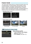 Page 6464
The Feature guide appears when you change the shooting mode or set 
a shooting function, Live View shooting, movie shooting, or Quick 
Control for playback, and displays  a brief description of that mode, 
function or option. It also displays a description when you select a 
function or option on the Quick Control screen. The Feature guide turns 
off when you tap on the description or proceed with the operation.
 Shooting mode  (Sample)
 Quick Control  (Sample)
Select [Feature guide].
Under the [5...