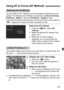 Page 137137
You can select an AF method to suit the shooting conditions and your 
subject. The following AF methods are provided: [u(face)+Tracking ], 
[FlexiZone - Multi ] (p.138), and [FlexiZone - Single ] (p.140).
If you want to achieve precise focus, set the lens focus mode switch to 
< MF >, magnify the image, and focus manually (p.142).
Select the AF method.
Under the [A ] tab, select [AF 
method ].
 Select the desired AF method, then 
press < 0>.
 While the Live View image is 
displayed, you can also...