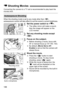 Page 146146
Connecting the camera to a TV set is recommended to play back the movies shot.
When the shooting mode is set to any mode other than , 
autoexposure control will take effect to suit the scene’s current brightness.
1Set the power switch to < k>.
The reflex mirror will make a sound, 
then the image will appear on the 
LCD monitor.
2Set any shooting mode except 
.
3Focus on the subject.
 Before shooting a movie, focus with 
AF or manual focus (p.137-140, 142).
 By default, [ Movie Servo AF: 
Enable ]...