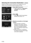 Page 210W-36
Register the target camera to connect to via a wireless LAN. The camera can be connected to only one camera at a time.
1Select [Wi-Fi function].
Under the [5 1] tab, set [Wi-Fi/NFC] 
to [ Enable], then select [ Wi-Fi 
function ].
2Select [z].
 Select [ z] (Transfer imgs between 
cameras), then press < 0>.
3Start the connection on the target 
camera.
 When the screen on the left is 
displayed on the camera, start the 
connection on the target camera as 
well. For the operation procedure, 
refer to...