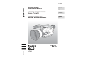 Page 1PUB. DIM-462
PUB. DIM-462
DIGITAL VIDEO  CAMCORDER
Instruction Manual
CAMESCOPE ET LECTEUR VIDEO NUMERIQUES
Mode d’emploi
VIDEOCAMARA Y  GRABADORA  DIGITAL
Manual de Instrucciones
ENGLISH
FRANÇAIS
ESPAÑOL
MiniD
igital
Video
Cassette
NTSC
E
F
Es 
