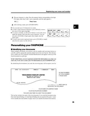 Page 46352 5The next character is a digit. Press the numeric button corresponding to the digit.
(For digits other than 0 and 1, press repeatedly until the digit appears.)BIG  1Press 1 once.
6After entering a name, press [START/COPY].
zYou can enter up to 16 characters in a name.
zTo enter a space between characters, press [SPACE] or move
the cursor to the right using [].
zTo correct a mistake, use the arrow buttons to move the cursor
under the mistake; then enter the correct character. You can
also press...