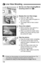 Page 136136
1Set the Live View shooting/Movie 
shooting switch to .
2Display the Live View image.
Press the < 0> button.
 The Live View image will appear on 
the LCD monitor.
 The image’s field of view is about 
100%.
3Focus the subject.
Before shooting, focus with AF or 
manual focus (p.142-149).
 When you press the shutter button 
halfway, the camera will focus with 
the current AF mode.
4Take the picture.
Press the shutter button completely.
 The picture will be taken and the 
captured image is...