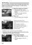 Page 208208
The screen display and setting options will differ depending on the 
printer. Some settings might not be available. For details, see the 
printer’s instruction manual.
1Select the image to be printed.
Check that the < w> icon is 
displayed on the upper left of the LCD 
monitor.
 Turn the < 5> dial to select the 
image to be printed.
2Press .
 The print setting screen will appear.
3Select [Paper settings].
 Select [ Paper settings ], then press 
< 0 >.
 The paper settings screen will 
appear.
w...