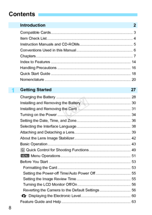 Page 88
1
Introduction2
Compatible Cards ............................................................................. 3
Item Check List......... ........................................................................ 4
Instruction Manuals and CD-ROMs.................................................. 5
Conventions Used in this Manual ............ ......................................... 6
Chapters ................. .......................................................................... 7
Index to Features...