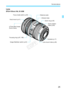 Page 2525
Nomenclature
Lens
EF24-105mm f/4L IS USM
Focus mode switch (p.39) 
Hood mount (p.41) 
Focusing ring (p.97, 199)  Image Stabilizer switch (p.42)  Lens mount index (p.39) Contacts (p.17) Zoom position
index (p.40) 
Zoom ring (p.40) 
Infrared index 
Distance scale 
φ77mm filter thread
(front of lens) 
COPY  