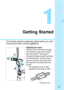 Page 2727
Getting Started
This chapter explains preparatory steps before you start 
shooting and basic camera operations.
Attaching the Strap
Pass the end of the strap through 
the camera’s strap mount eyelet 
from the bottom. Then pass it 
through the strap’s buckle as shown 
in the illustration. Pull the strap to 
take up any slack and make sure 
the strap will not loosen from the 
buckle.
 The eyepiece cover is also 
attached to the strap (p.166).
Eyepiece cover
COPY  