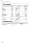 Page 300300
Functions	and	Menu	Tables
3 Set up Menu
ItemRef.	Page
ItemRef.	Page
Mute =
		218Lens	Retract
=		226
Volume =
		218Power	Saving
=		42,	226
Sound
	Options =		219Units
=		227
Hints
	&	Tips =		219Electronic	Level
=		8 6
Date/Time =
		2 0Video	System
=		243
Time
	Zone =		220Ctrl	via	HDMI
=		241
LCD
	Brightness =		221Eye-Fi	Settings
=		274
Start-up
	Image =		222Copyright	Info
=		229
Format =
		223,	224Certification	Logo	Display
=		230
File
	Numbering =		225Language	=		2 3
Create
	Folder =		225Reset	All
=...