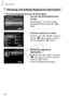 Page 7474
Using	Face	ID
Checking and Editing Registered Information
Checking	Registered	Face	ID	Information
1	 Access	the	[Check/Edit	Info]	
screen.
zzFollowing	step	1	on	=		69,	choose	[Check/Edit	Info]	and	press	the		button.
2	 Choose	a	person	to	check.
zzPress	the		buttons	or	turn	the		dial	to	choose	a	person,	and	then	press	the		button.
3	 Check	the	registered	
information.
zzPress	the		buttons	or	turn	the		dial	to	choose	an	item,	and	then	press	the		button.
zzCheck	the	registered	information. 
COPY  