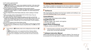 Page 173173
1
2
3
4
5
6
7
8
9
10
Cover 
Before Use
Common Camera 
Operations
Advanced Guide
Camera Basics
Auto Mode / 
Hybrid Auto Mode
Other Shooting 
Modes
Tv, Av, M, C1, 
and C2 Mode
Playback Mode
Wi-Fi Functions
Setting Menu
Accessories
Appendix
Index
Basic Guide
P Mode
*1	E-TTL	mode	is	used	for	the	flash.
*2	M	mode	is	used	for	the	flash.	 
In [D]	shooting	mode,	E-TTL	mode	is	also	available	for	the	flash.	In	this	case,	when	the	flash	fires,	flash	exposure	compensation	set	on	the	flash	is	applied	to	the	flash...