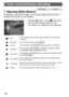 Page 120120
By adjusting white balance (WB), you can make image colors look more 
natural for the scene you are shooting.
zPress the m button, choose   in the menu, 
and choose the desired option (p. 39).
XThe option you configured is now displayed.
Color and Continuous Shooting
Adjusting White Balance
Still ImagesMovies
Auto Automatically sets the optimal white balance for the shooting 
conditions.
Day Light For shooting outdoors in fair weather.
Cloudy For shooting in cloudy conditions, in the shade, or at...